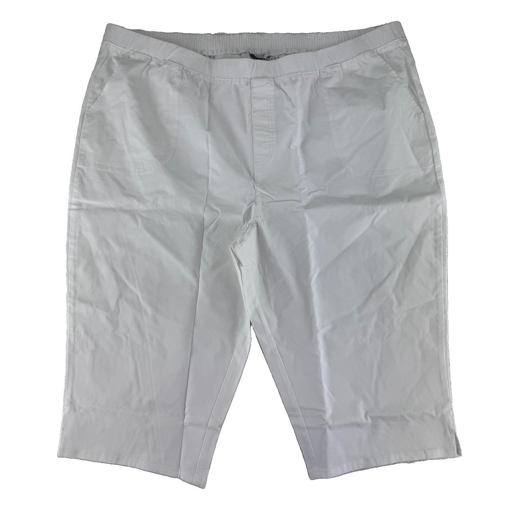 Denim & Co EasyWear Twill Relaxed Pull On Skimmer Pants 3X Tall White